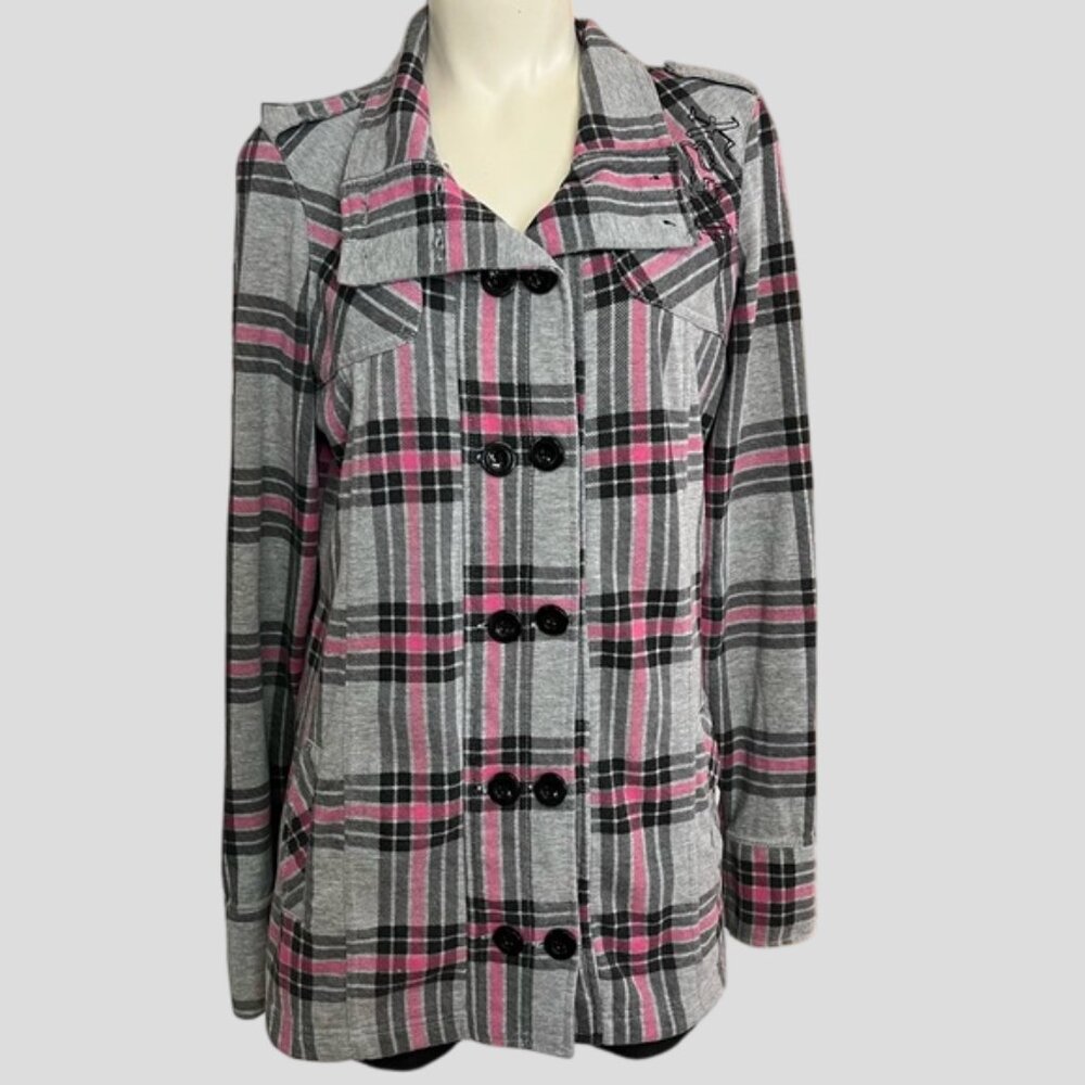 Fox Racing Grey & Pink Checkered Shacket Size Large